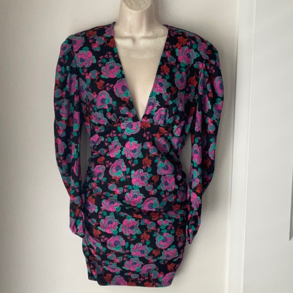 ZARA Floral Puff Sleeve Mini Dress size S - Picture 6 of 10